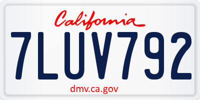 CA license plate 7LUV792