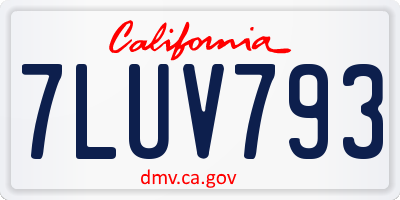 CA license plate 7LUV793