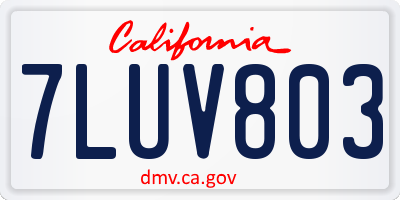 CA license plate 7LUV803