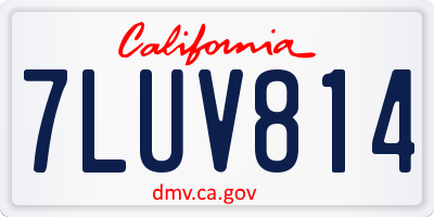 CA license plate 7LUV814
