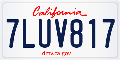 CA license plate 7LUV817