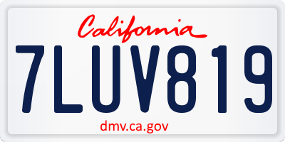 CA license plate 7LUV819