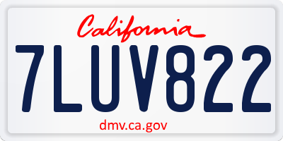 CA license plate 7LUV822