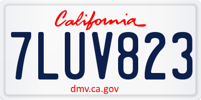 CA license plate 7LUV823