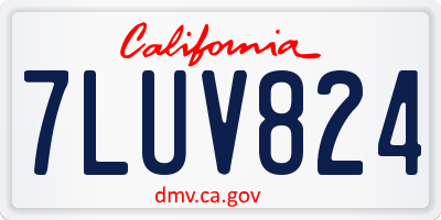 CA license plate 7LUV824