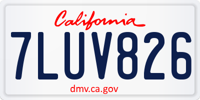 CA license plate 7LUV826