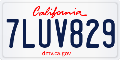 CA license plate 7LUV829