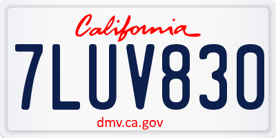 CA license plate 7LUV830