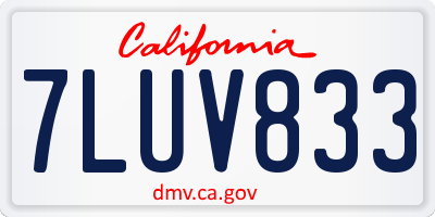 CA license plate 7LUV833
