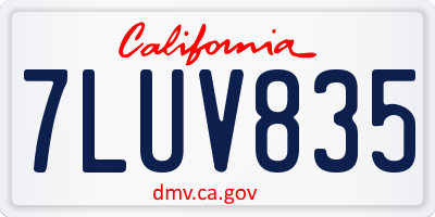 CA license plate 7LUV835