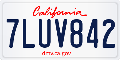 CA license plate 7LUV842