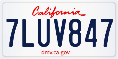 CA license plate 7LUV847