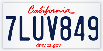 CA license plate 7LUV849