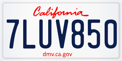 CA license plate 7LUV850