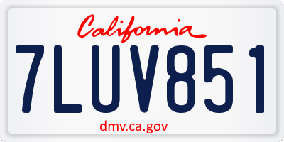 CA license plate 7LUV851