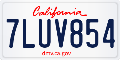 CA license plate 7LUV854