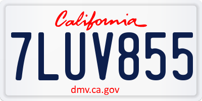 CA license plate 7LUV855