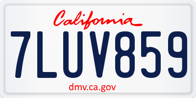 CA license plate 7LUV859