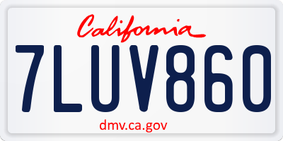 CA license plate 7LUV860