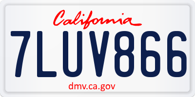 CA license plate 7LUV866