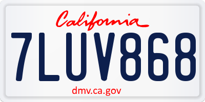 CA license plate 7LUV868