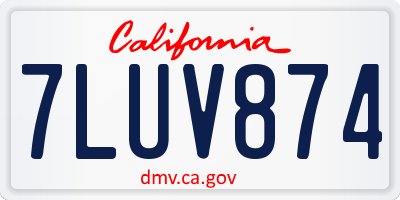 CA license plate 7LUV874