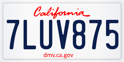 CA license plate 7LUV875