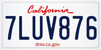 CA license plate 7LUV876
