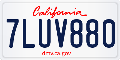 CA license plate 7LUV880
