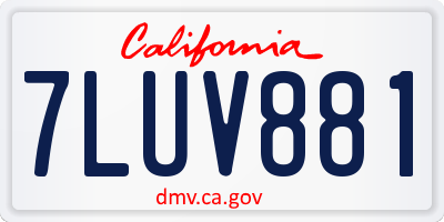 CA license plate 7LUV881