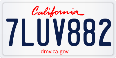 CA license plate 7LUV882