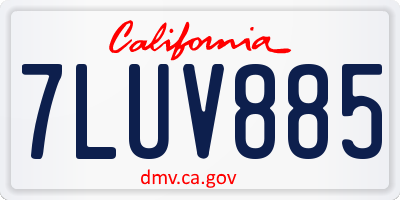 CA license plate 7LUV885