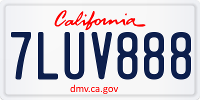 CA license plate 7LUV888