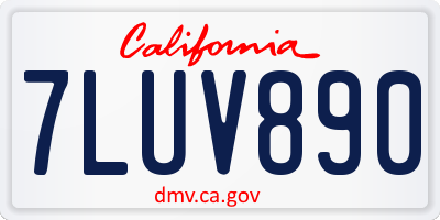 CA license plate 7LUV890