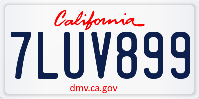 CA license plate 7LUV899