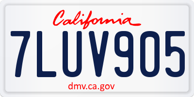 CA license plate 7LUV905