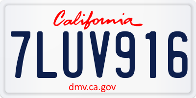 CA license plate 7LUV916
