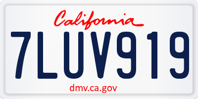 CA license plate 7LUV919