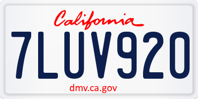 CA license plate 7LUV920