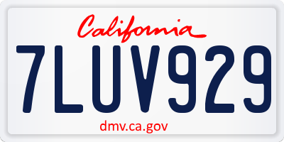 CA license plate 7LUV929