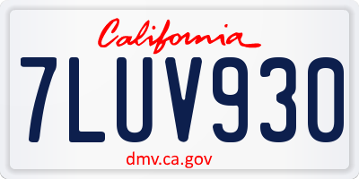 CA license plate 7LUV930