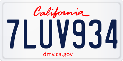 CA license plate 7LUV934