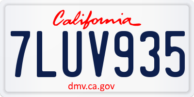 CA license plate 7LUV935