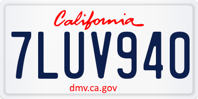 CA license plate 7LUV940