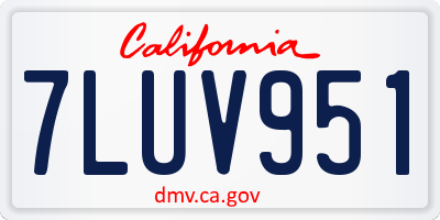 CA license plate 7LUV951