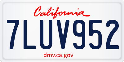 CA license plate 7LUV952