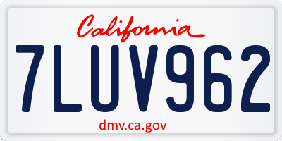 CA license plate 7LUV962