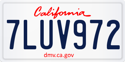 CA license plate 7LUV972