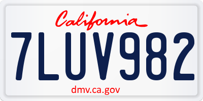 CA license plate 7LUV982
