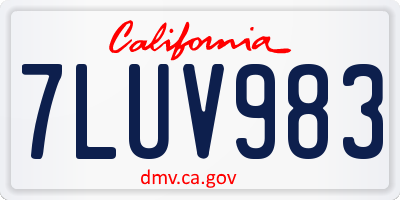 CA license plate 7LUV983
